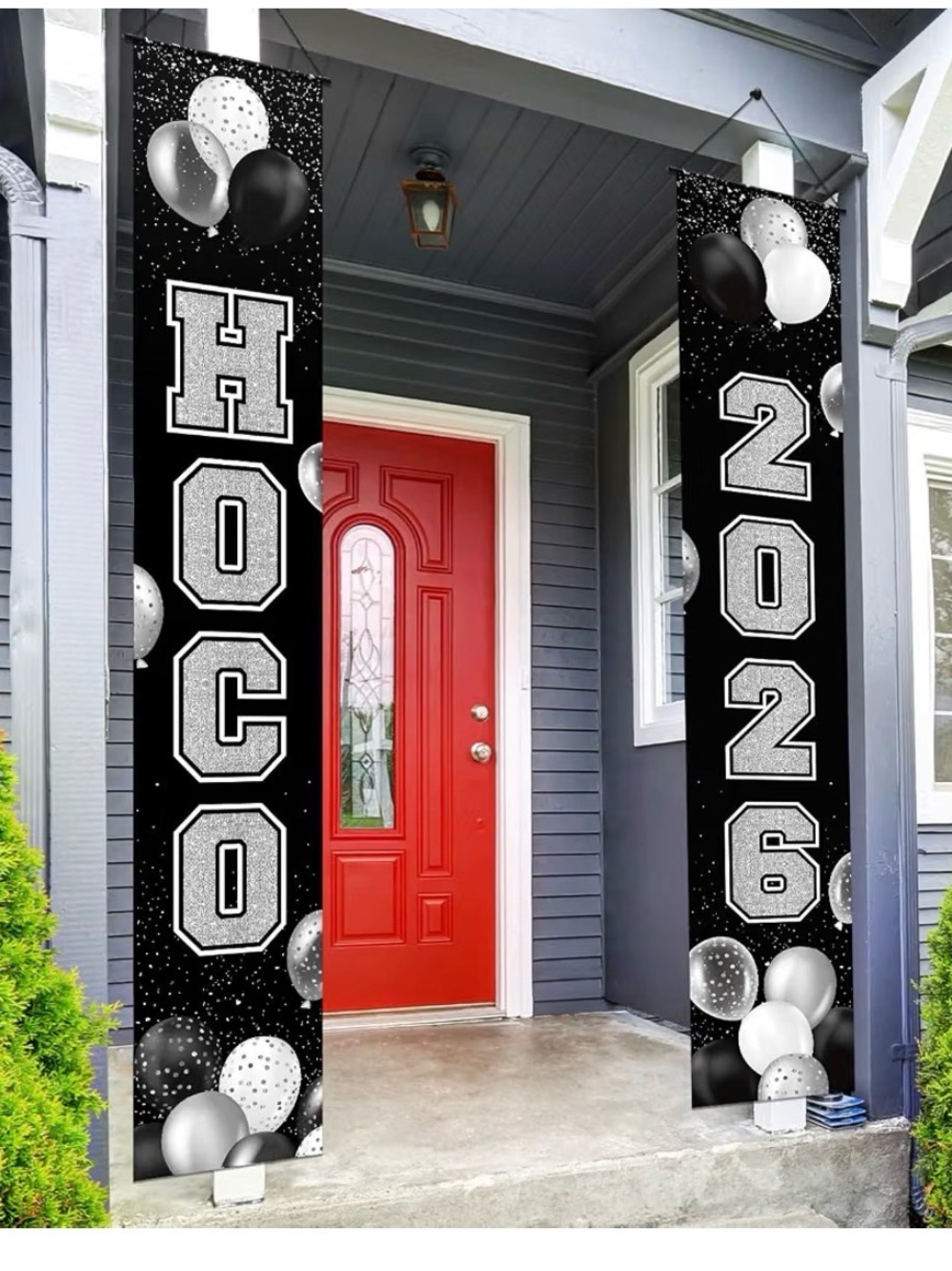 HOCO 2026 Black and Silver Vertical Porch Banner Set - Home Party Supplies